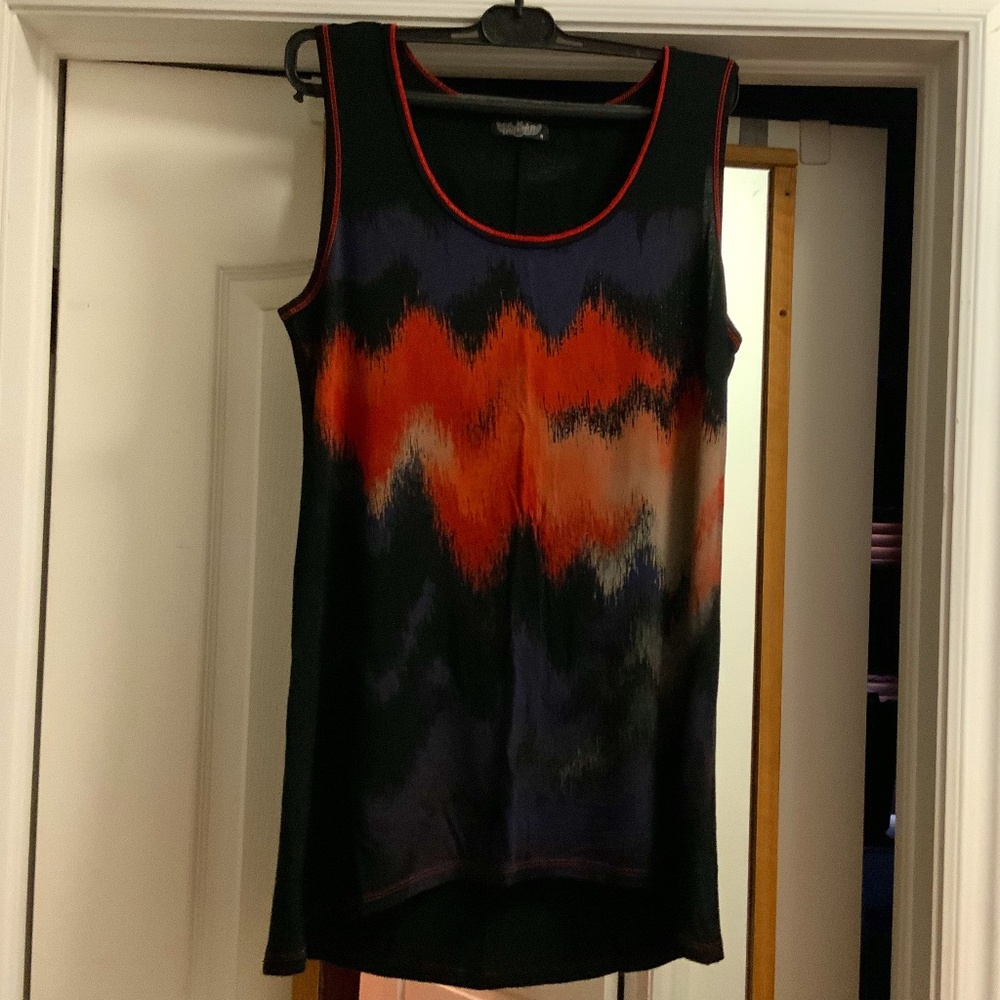 Vanilla Sugar Abstract Beaded Long Stretchy Tank Top (M)